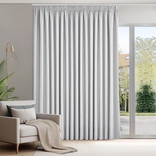 Deconovo Gardinen mit Kräuselband Blickdicht Vorhänge Gardinen Wohnzimmer Vorhang Verdunkelung Kälteschutz Raumteiler Vorhang Thermogardine, 245x280 cm(HöhexBreite), Silber Grau, 1 Stück von Deconovo