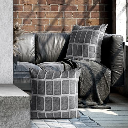 Deconovo Kissenbezug Timmore-Designermuster Kiessehülle Umweltfreundlich Kissenbezüge Urbane Sofakissen Dekorativ Wohnzimmer, 40x40 cm, Grau, 2er Set von Deconovo