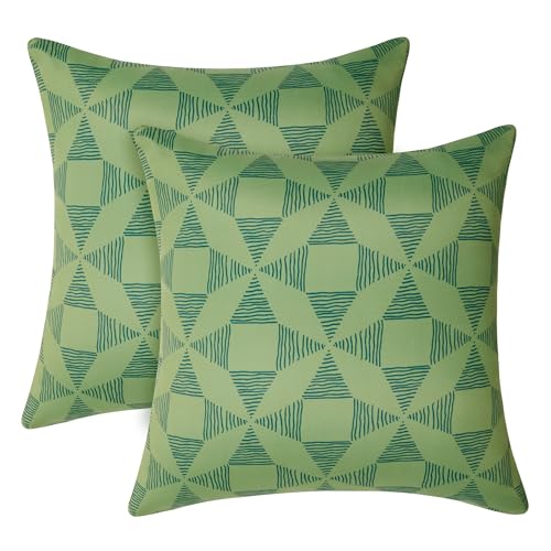 Deconovo Kissenbezug Wohnzimmer Kissenhülle Weiche Sofa Kissenbezüge mit Nest-Designermuster Boho Dekokissen Umweltfreundlich, 40x40 cm, Grün, 2er Set von Deconovo