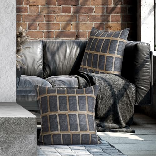 Deconovo Kissenhülle Kissenbezug Kissenbezüge mit Timmore-Designermuster Umweltfreundlich Urbane Couchkissen für Wohnzimmer, 40x40 cm, Grau Braun, 2er Set von Deconovo