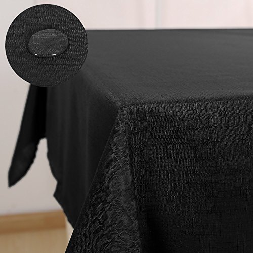 Deconovo Leinenoptik Tischdecke Wasserabweisend Tischwäsche Lotuseffekt 130x220 cm Schwarz von Deconovo