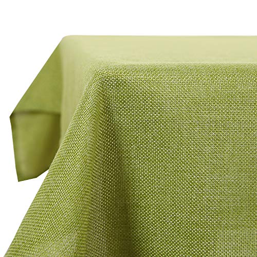 Deconovo Leinenoptik Tischdecke Wasserabweisend Tischwäsche Lotuseffekt 250x140 cm Grün von Deconovo