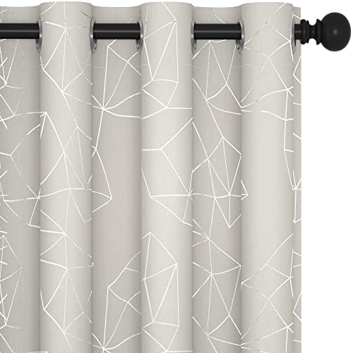 Deconovo Moderne gardinen mit Ösen Blackout Vorhänge für Schlafzimmer Verdunkelungsvorhänge mit Muster für Wohnzimmer, 260x140 cm(HöhexBreite), Diamant Hellbeige, 2er Set von Deconovo