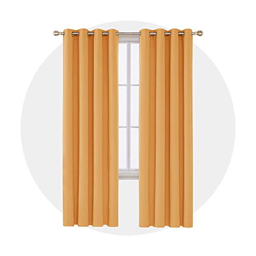 Deconovo Verdunkelungsvorhang für Schlafzimmer oder Wohnzimmer, mit Ösen, wärmeisoliert, reduziert Faltenwurf, 132 x 213 cm, orange Flamme von Deconovo