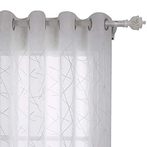Deconovo Ösenvorhang Transparent Gardinen Wohnzimmer Vorhang Stickerei 245x140 cm Weiß Linie 2er Set Deconovo Ösenvorhang Transparent Gardinen Wohnzimmer Vorhang Stickerei 245x140 cm Weiß Linie 2er Set von Deconovo