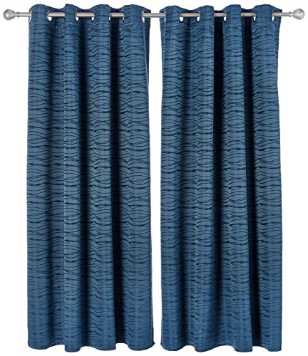 Deconovo Ösenvorhang Vorhang Verdunkelung Gardinen Blickdicht Verdunklungsvorhänge Schlafzimmer, Polyester, Blau, 245x140 von Deconovo