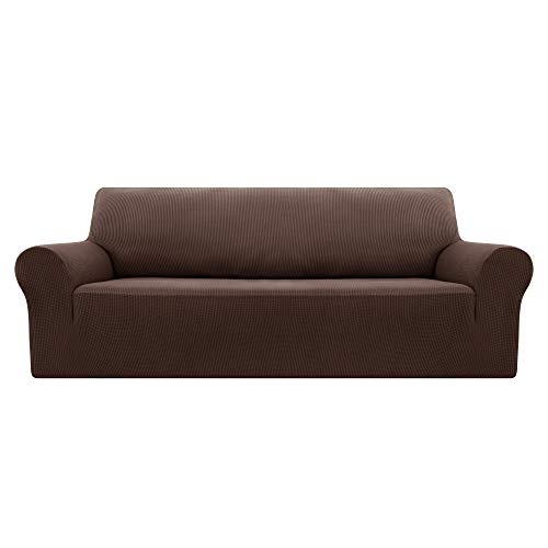 Deconovo Sofabezug Sofa Überzug Sofaüberwurf Sofa Cover Sesselbezug Sofahusse Sofa Abdeckung Super Elastisch Stretch Jacquard, 3-Sitzer(180-230cm), Dunkelbraun von Deconovo