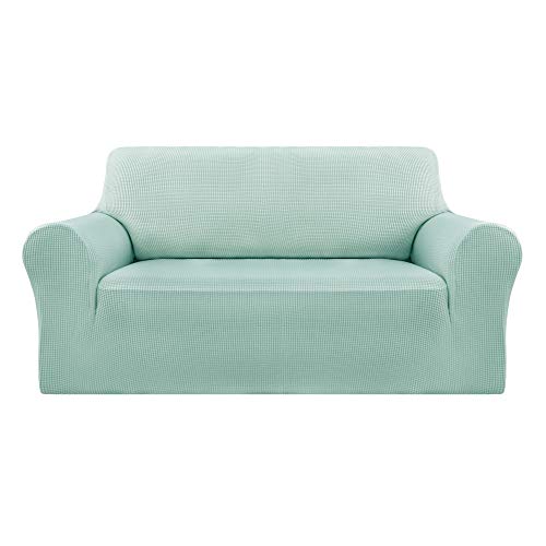 Deconovo Sofabezug für 2-Sitzer mit Armlehnen, Hellgrün, dehnbar, Jacquard, Sofaschonbezug, 1 Stück von Deconovo