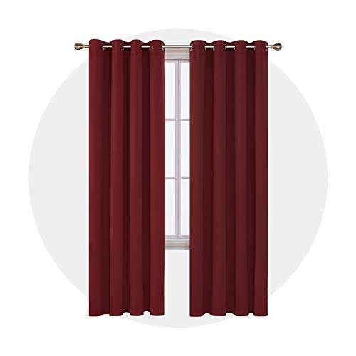 Deconovo Verdunkelungsvorhang Verdunkelungsvorhang für Schlafzimmer oder Wohnzimmer, mit Ösen, wärmeisoliert, Beleuchtung, reduziert Fall, 132,1 x 213,4 cm, Rot von Deconovo