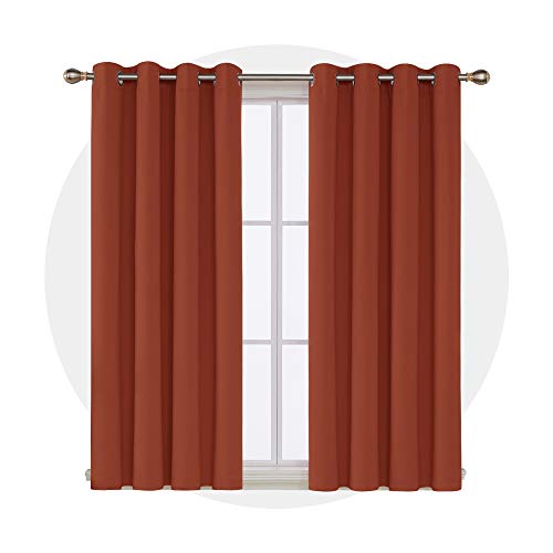 Deconovo Verdunkelungsvorhang Verdunkelungsvorhang für Schlafzimmer oder Wohnzimmer, mit Ösen, wärmeisoliert, Beleuchtung, reduziert Fall, 132,1 x 160 cm, Orange-Rot von Deconovo