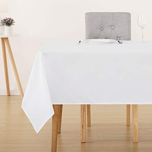 Deconovo Tischwäsche Weiss Tischdecke Wasserabweisend Tischwäsche Lotuseffekt Tischtuch, 130x130 cm, Weiß, 1 Stück von Deconovo