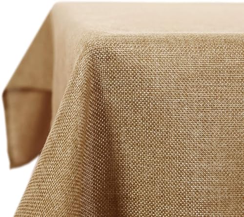 Deconovo Tischdecke Abwarschbar Leinenoptik Tischdecken Wasserabweisend Tischdecken Lotuseffekt Tischtuch Rechteckig, 240x150 cm, Ockerbraun, 1 Stück von Deconovo