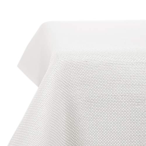 Deconovo Tischdecke Abwaschbar Tischdecken Leinenoptik Lotuseffekt Tischwäsche Wasserabweisend Tischtuch für Esstisch Küche Garten Wohnzimmer, 300x150 cm, Weiß, 1 Stück von Deconovo