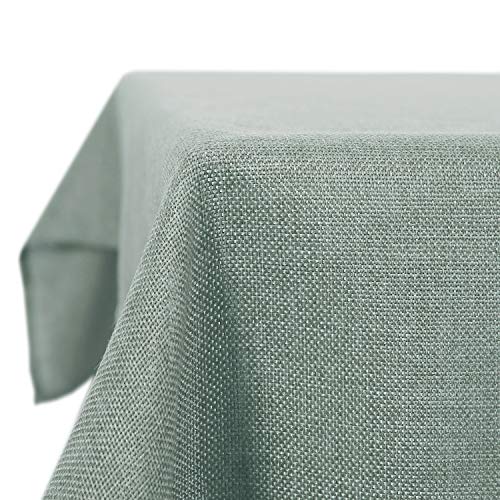 Deconovo Outdoor Tischdecke Abwaschbar Gartentischdecke Tischdecke Gartentisch Wetterfest Leinenoptik Lotuseffekt Tischwäsche Wasserabweisend Tischtuch für Esszimmer Küche 240x140 cm Dunkelgrün von Deconovo