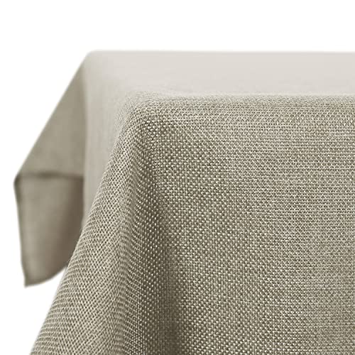 Deconovo Leinenoptik Tischdecke Wasserabweisend Tischwäsche Lotuseffekt Tischtuch, 130x130 cm, Leinen, 1 Stück von Deconovo