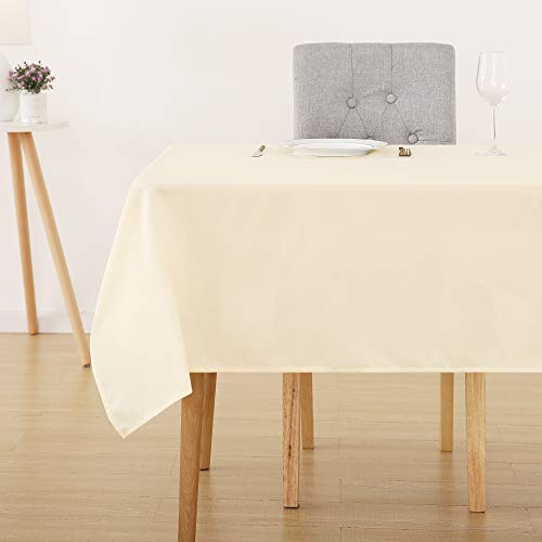 Deconovo Tischdecke Wasserabweisend Tischdecken Lotuseffekt Tischtücher, 130x130 cm, Creme, 1 Stück von Deconovo