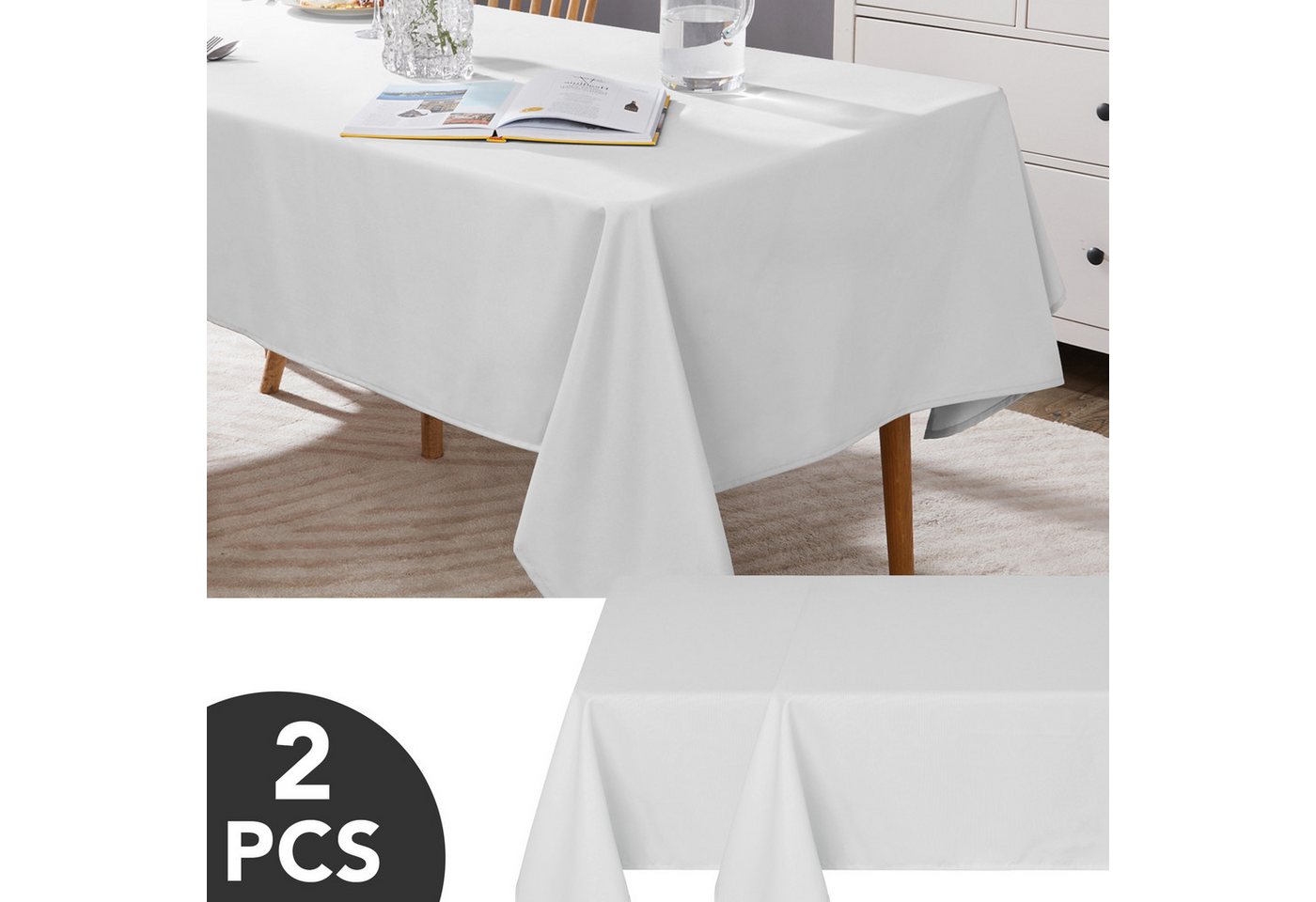 Deconovo Tischdecke Wasserabweisend Tischwäsche Abwaschbar Tischtücher Pflegeleicht (2er Set, Rechteckige Tischdecken), Lotuseffekt fleckabweisend rechteckige Tischdecken fleckabweisend von Deconovo