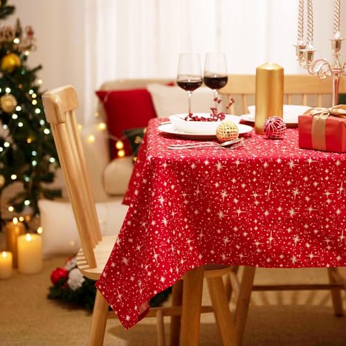 Deconovo Tischdecke Wasserabweisend Tischwäsche Lotuseffekt Weihnachtstischdecke 132x229 cm Kosmische Sterne von Deconovo