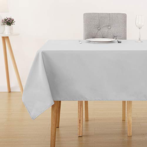 Deconovo Tischdecke Wasserfest Tischwäsche Lotuseffekt Tischtücher, 130x130 cm, Grau Weiß, 1 Stück von Deconovo