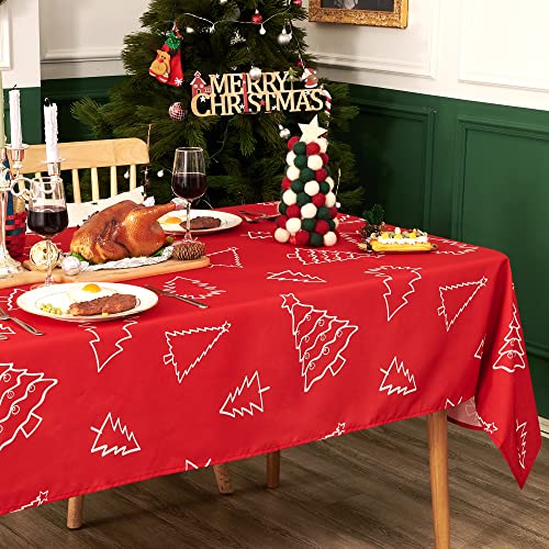 Deconovo Tischdecke Weihnachten Wasserabweisend Tischwäsche Lotuseffekt Tischtuch, 130x220 cm, Weihnachtsbaum, 1 Stück von Deconovo