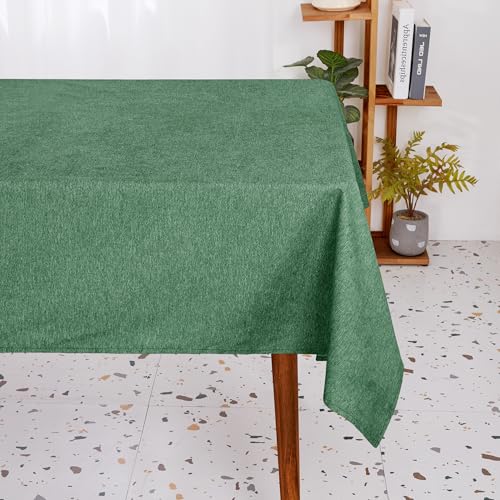 Deconovo Tischdecke Abwaschbar Wasserabweisende Tischdecken Esszimmer Lotuseffekt Tischwäsche Tischschutz pflegeleicht Tischtuch für Esstisch Küche Garten Wohnzimmer, 300x140 cm, Dunkelgrün, 1 Stück von Deconovo
