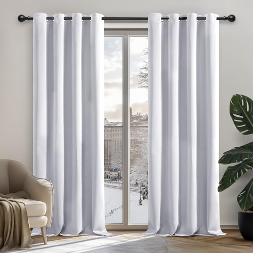 Deconovo Vorhang Blickdichte Gardinen mit Kälteschutz Schlafzimmer Verdunkelungsvorhänge Vorhänge Wohnzimmer, 183x132 cm(HöhexBreite), Silber Grau, 2er Set Deconovo Vorhang Blickdichte Gardinen mit Kälteschutz Schlafzimmer Verdunkelungsvorhänge Vorhänge Wohnzimmer, 183x132 cm(HöhexBreite), Silber Grau, 2er Set von Deconovo