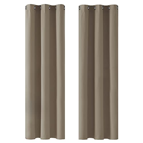 Deconovo Verdunkelungsgardinen Ösen Thermovorhänge Blickdicht Gardinen Winter Hitzeschutz, 214x107cm(HöhexBreite), Taupe, 2er Set von Deconovo