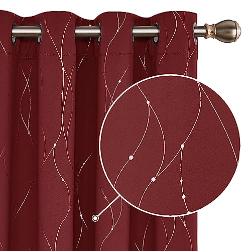 Deconovo Gardinenn mit Ösen Thermovorhang Kälteschutz Hitzeschutz Dicke Thermovorhang, Vorhänge für Schlafzimmer, Blickdicht Gardinen, 229x117 cm(HöhexBreite), Rot, 2er Set von Deconovo