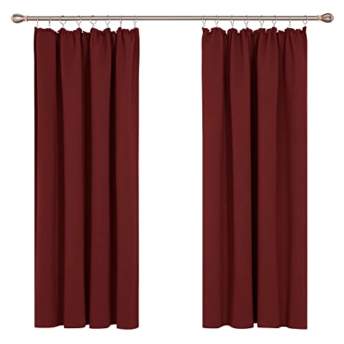 Deconovo Verdunkelungsgardinen mit Kräuselband Blickdichte Vorhänge Wohnzimmer Modern Vorhang Thermo Wärmeisolierend für Schlafzimmer, 138x117 cm(HöhexBreite), Rot, 2er Set von Deconovo