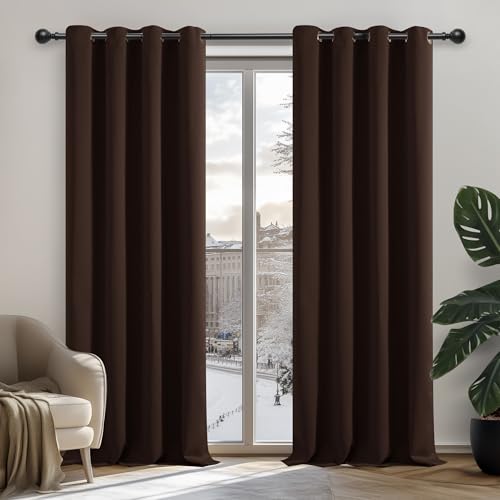 Deconovo Verdunkelungsgardinen mit Ösen Vorhang Blickdicht Wohnzimmer Thermogardinen Winter, 138x132cm(HöhexBreite), Dunkelbraun, 2er Set Deconovo Verdunkelungsgardinen mit Ösen Vorhang Blickdicht Wohnzimmer Thermogardinen Winter, 138x132cm(HöhexBreite), Dunkelbraun, 2er Set von Deconovo