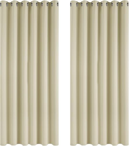 Deconovo Vorhang Verdunkelung Ösen Gardinen Wohnzimmer Gardinen Blickdicht, 274x229 cm(HöhexBreite), Beige, 2er Set von Deconovo