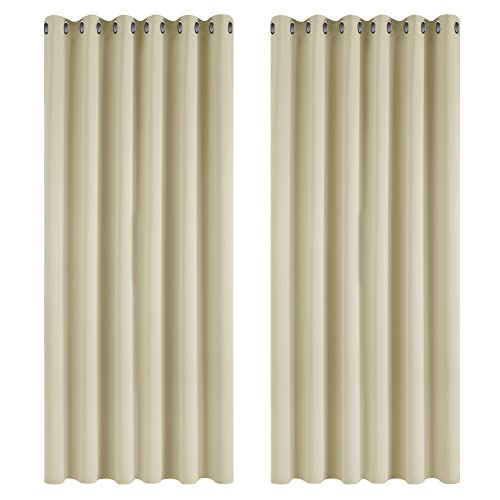 Deconovo Vorhang Verdunkelung Ösen Gardinen Wohnzimmer Gardinen Blickdicht, 274x229 cm(HöhexBreite), Beige, 2er Set von Deconovo