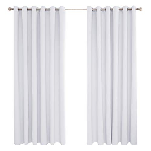 Deconovo Vorhang Blickdicht Verdunkelungsvorhang Gardine Wohnzimmer Thermogardine Kälteschutz Ösen, 274x229 cm(HöhexBreite), Silber Grau, 2er Set von Deconovo