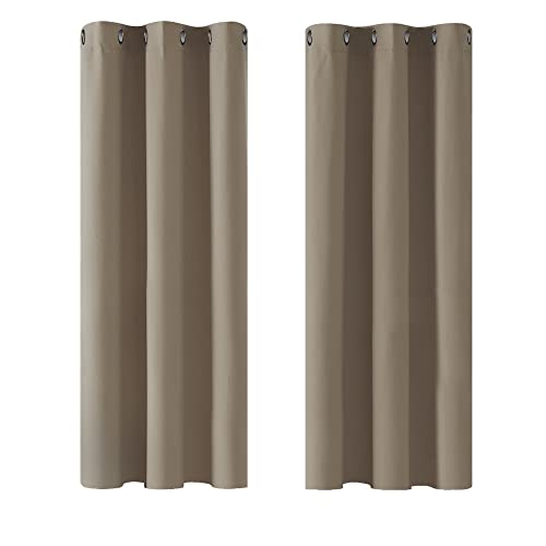 Deconovo Verdunkelungsvorhänge Ösen Vorhang Dicke Thermogardinen Kälteschutz Blickdicht, 160x107cm(HöhexBreite), Taupe, 2er Set von Deconovo