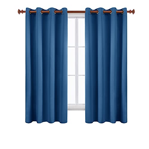Deconovo Verdunkelungsvorhänge für Schlafzimmer, Ösen Oben, wärmeisoliert, Raumverdunkelung, Fensterbehandlungen, dunkelblau, 52 x 72, 2 Paneele von Deconovo