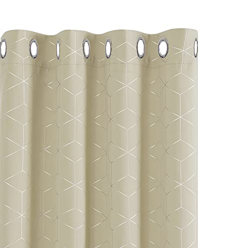 Deconovo Verdunkelungsvorhänge mit Ösen, Moderne Gardinen, Wohnzimmer Vorhang, 229x168 cm(HöhexBreite), Beige, 2er Set von Deconovo