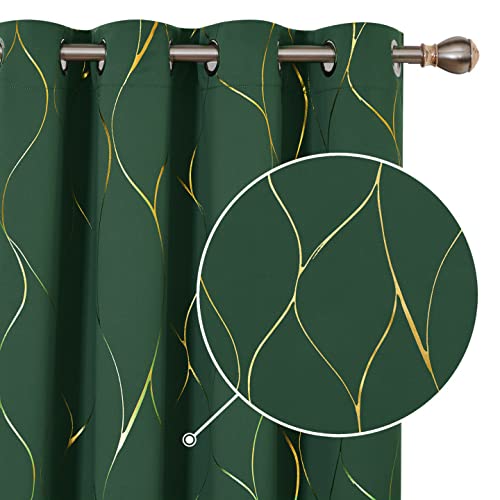 Deconovo Verdunkelungsvorhänge mit Ösen Blickdichte Gardinen Kinderzimmer Mädchen, 183x168 cm(HöhexBreite), Waldgrün, 2er Set von Deconovo