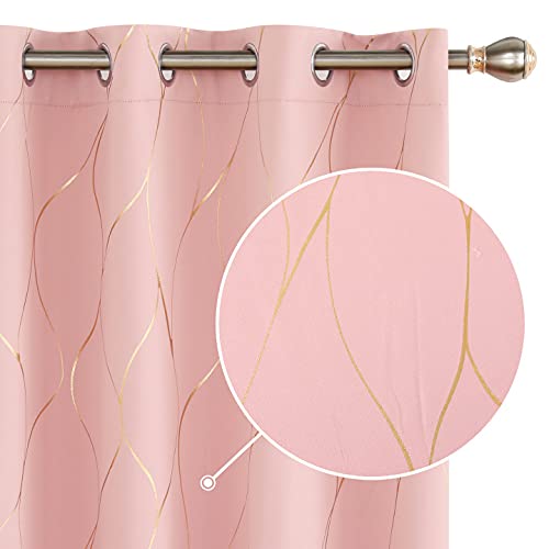 Deconovo Verdunkelungsvorhänge mit Ösen Blickdichte Gardinen Wohnzimmer, 183x117 cm(HöhexBreite), Korallenrose, 2er Set von Deconovo