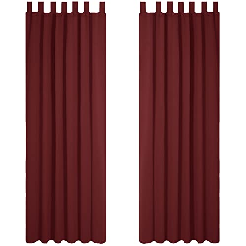 Deconovo Gardinen Verdunkelungsvorhang Blickdicht Thermogardine Kälteschutz Schlaufen Vorhänge, 200x140 cm(HöhexBreite), Rot, 2er Set von Deconovo