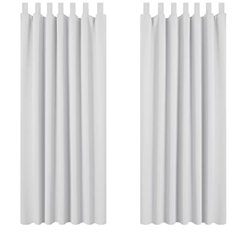 Deconovo Gardinen Verdunkelungsvorhang Blickdicht Thermogardine Kälteschutz Schlaufen Fenstervorhang, 200x140 cm(HöhexBreite), Silber Grau, 2er Set von Deconovo