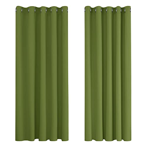 Deconovo Verdunkelungsvorhang Gardine Wohnzimmer Thermogardine Kälteschutz Ösen, 183x168 cm(HöhexBreite), Apfelgrün, 2er Set von Deconovo