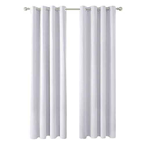 Deconovo Verdunkelungsvorhänge, wärmeisolierend, kältebeständig, modernes Design, mit Ösen, Vorhänge für Wohnzimmer und Schlafzimmer, 229x117cm(HöhexBreite), Silber Grau, 2er Set von Deconovo
