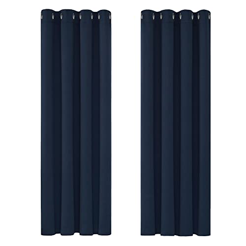Deconovo Verdunkelungsvorhang Gardine Wohnzimmer Thermogardine Kälteschutz Ösen, 183x117cm(HöhexBreite), Dunkelblau, 2er Set Deconovo Verdunkelungsvorhang Gardine Wohnzimmer Thermogardine Kälteschutz Ösen, 183x117cm(HöhexBreite), Dunkelblau, 2er Set von Deconovo