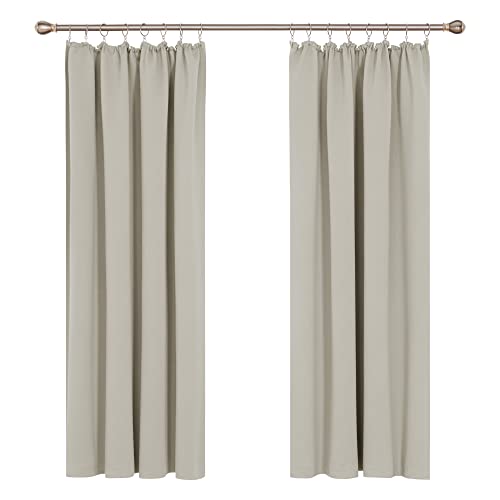 Deconovo Verdunkelungsvorhang Gardinen mit Kräuselband Kälteschutz Blickdichte Vorhänge Winter Thermo Vorhänge Vorhang Wärmeisolierend, 183x117 cm(HöhexBreite), Hellbeige, 2er Set von Deconovo