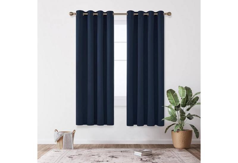 Deconovo Verdunkelungsvorhang Gardinen mit Ösen Blickdichte Vorhang Kälteschutz Schlafzimmer 2er Set, Blackout Curtain einfarbig Thermo Vorhang Verdunkelung Wärmeisolierend von Deconovo