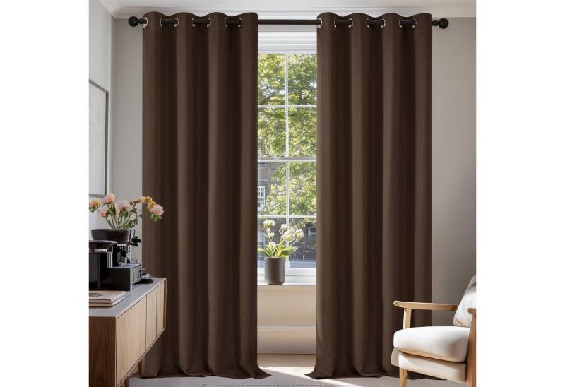 Deconovo Verdunkelungsvorhang Gardinen mit Ösen Blickdichte Vorhang Kälteschutz Schlafzimmer 2er Set, Blackout Curtain einfarbig Thermo Vorhang Verdunkelung Wärmeisolierend von Deconovo