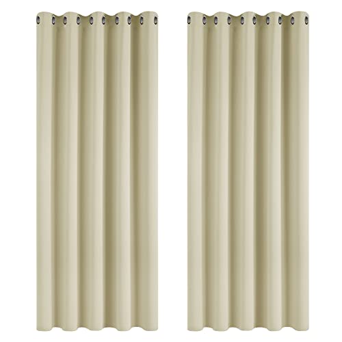 Deconovo Verdunkelungsvorhang Kälteschutz Gardinen Schlafzimmer Kälteschutzvorhang Blickdicht Thermo Vorhang Kälteschutz Oesen, 160x168 cm(HöhexBreite), Beige, 2er Set von Deconovo