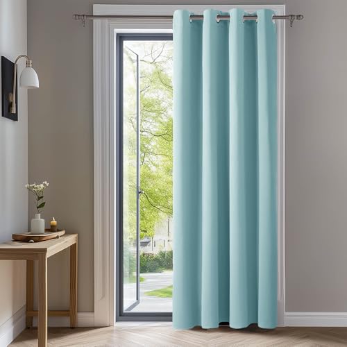 Deconovo Verdunkelungsvorhang Kälteschutz Gardinen Wohnzimmer Vorhang Blickdicht, 180x140 cm(HöhexBreite), Himmelblau, 1 Stück von Deconovo