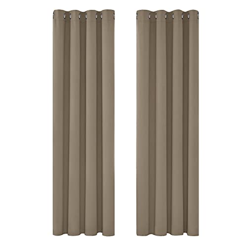 Deconovo Verdunkelungsvorhang Kälteschutz Gardinen Schlafzimmer Kälteschutzvorhang Blickdicht, 229x117cm(HöhexBreite), Taupe, 2er Set von Deconovo