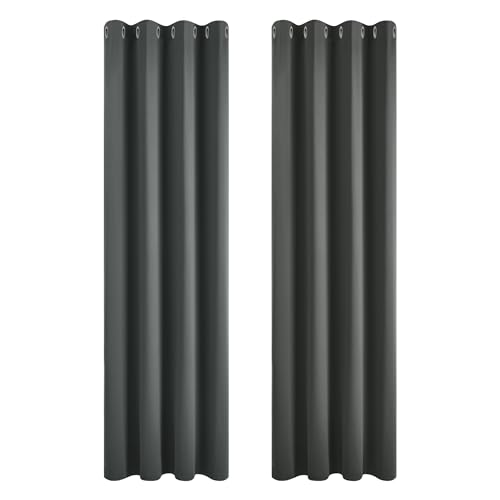 Deconovo Verdunkelungsvorhang Kälteschutz Gardinen Schlafzimmer Kälteschutzvorhang Blickdicht, 229x117cm(HöhexBreite), Dunkelgrau, 2er Set von Deconovo
